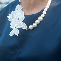 White Flower Pearl Necklace NL0912 - Thumbnail 2