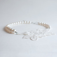 White Flower Pearl Necklace NL0912 - Thumbnail 4