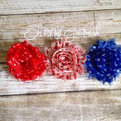 4th of july shabby chiffon flower clip
