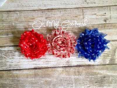 4th of July Shabby Chiffon Flower Clip
