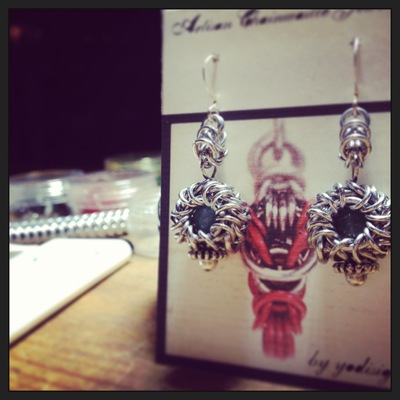 Tiny "whirlybird" gemstone earrings