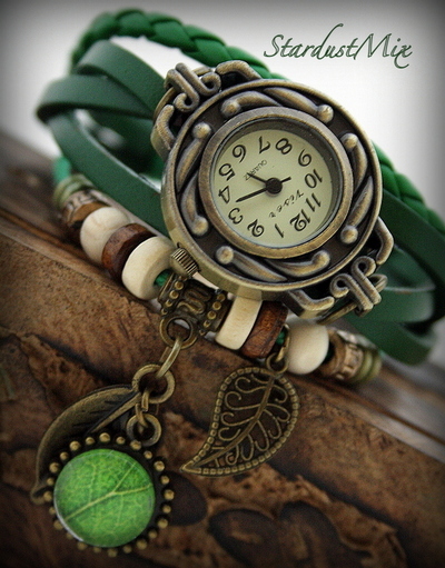 Retro vintage punk indie style genuine leather wrist watch