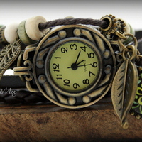 Retro vintage punk indie style genuine leather wrist watch - Thumbnail 1