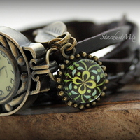 Retro vintage punk indie style genuine leather wrist watch - Thumbnail 2