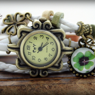 Retro vintage punk indie style genuine leather wrist watch