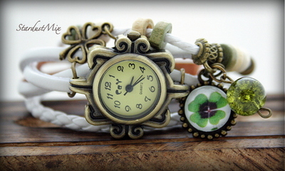 Retro vintage punk indie style genuine leather wrist watch