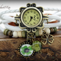 Retro vintage punk indie style genuine leather wrist watch - Thumbnail 1