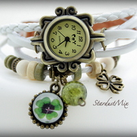 Retro vintage punk indie style genuine leather wrist watch - Thumbnail 2