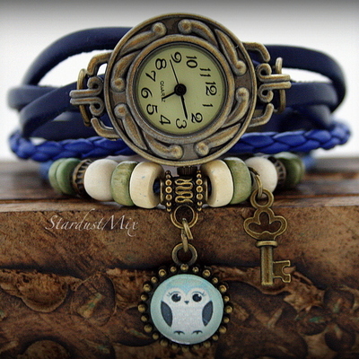 Retro vintage punk indie style genuine leather wrist watch - Thumbnail 3