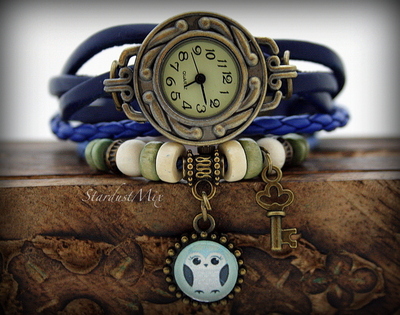 Retro vintage punk indie style genuine leather wrist watch