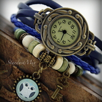 Retro vintage punk indie style genuine leather wrist watch - Thumbnail 1