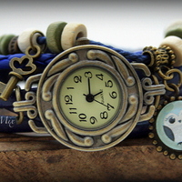 Retro vintage punk indie style genuine leather wrist watch - Thumbnail 2