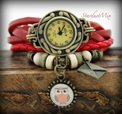 Retro vintage punk indie style genuine leather wrist watch