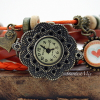 Retro vintage punk indie style genuine leather wrist watch - Thumbnail 2