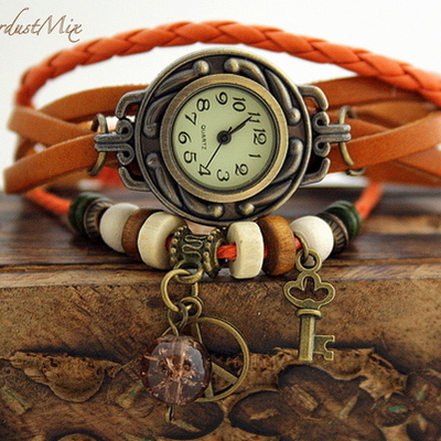Retro vintage punk indie style genuine leather wrist watch