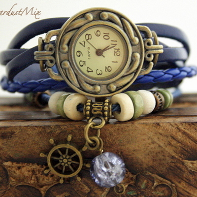 Retro vintage punk indie style genuine leather wrist watch - Thumbnail 4