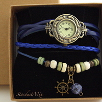 Retro vintage punk indie style genuine leather wrist watch - Thumbnail 2