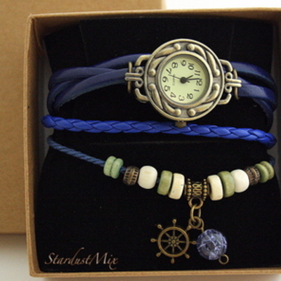 Retro vintage punk indie style genuine leather wrist watch