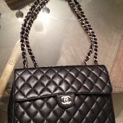 Jumbo chanel with silver hardware
