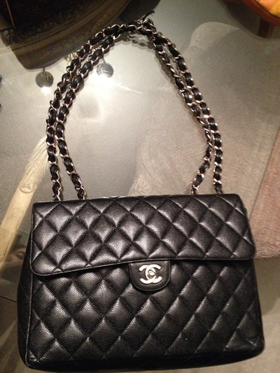 Jumbo chanel with silver hardware