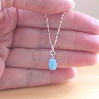 925 Blue Opal Pendant & 18" Silver Chain/Blue Opal Necklace/Blue Opal Jewelry/Opal Jewellery/Opal Jewelery/October Birthstone/Oval Opal - Thumbnail 2