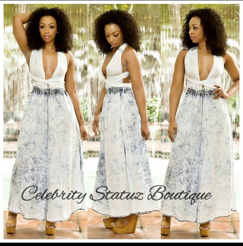 Denim Wide Leg Romper