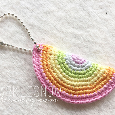 Crocheted rainbow keyring