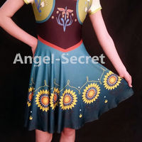 J525 Anna costume frozen fever women cosplay one piece ice skating dress casual - Thumbnail 1