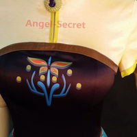 J555 Anna costume frozen fever spring women cosplay sunflower dress and vest - Thumbnail 4