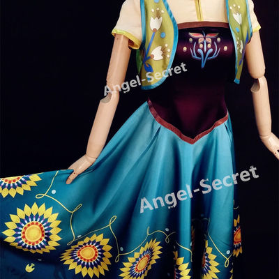 J555 anna costume frozen fever spring women cosplay sunflower dress and vest