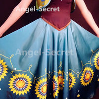 J555 Anna costume frozen fever spring women cosplay sunflower dress and vest - Thumbnail 1