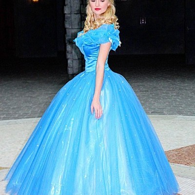 P143 movies cosplay costume cinderella dress princess iridescent without petticoat