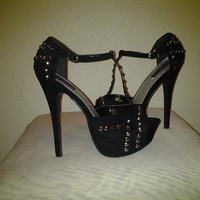 Studs-Black stud sandal heel - Thumbnail 4