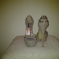 Studs-Taupe stud sandal heel - Thumbnail 1