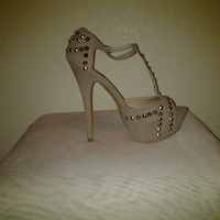 Studs-Taupe stud sandal heel - Thumbnail 2