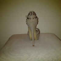 Studs-Taupe stud sandal heel - Thumbnail 4