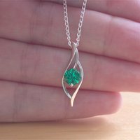 925 Emerald (Lab Created) Pendant & 18" Sterling Silver Chain/Green Emerald Necklace/Emerald Jewelry/Emerald Jewellery/May Birthstone/925 - Thumbnail 2