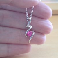 925 Ruby (Lab Created) Squiggle Pendant & 18" Silver Chain/Ruby Jewellery/Ruby Jewelry/Silver Ruby Necklace/July Birthstone/Red Ruby Jewelry - Thumbnail 1