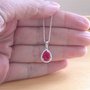 925 Ruby (Lab Created) Pear Pendant & 18" Silver Chain/Ruby Jewellery/Ruby Jewelry/925 Silver Ruby Necklace/July Birthstone/Red Ruby Jewelry-3