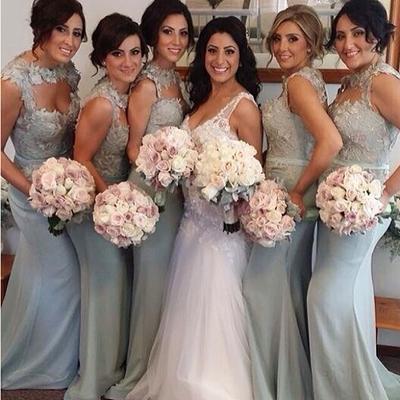 Lace bridesmaid dress, gray bridesmaid dress, long bridesmaid dress, cheap bridesmaid dress, mismatched bridesmaid dress, e024