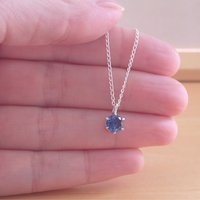 925 Sapphire (Lab Created) Pendant & 18" Chain/Sapphire Jewelry/Silver Sapphire Necklace/Sapphire Pendant/September Birthstone Jewellery/925 Necklace - Thumbnail 2
