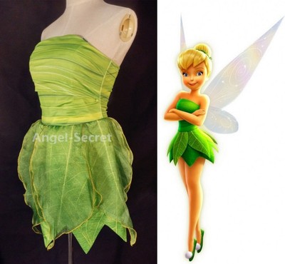 P356 Tinkerbell costume women cosplay leafy print dress