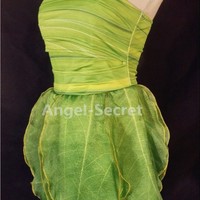 P356 Tinkerbell costume women cosplay leafy print dress - Thumbnail 4