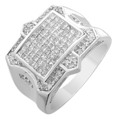 1.00ct 14kt white gold diamond mens ring