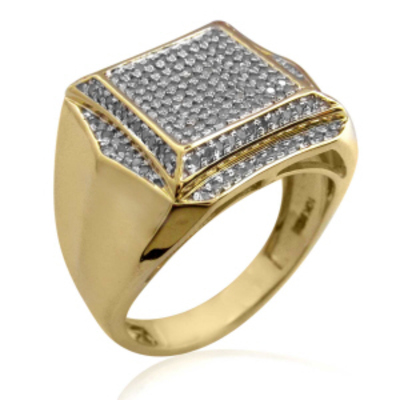 0.60ct diamonds set in 10k yellow gold men's ring
