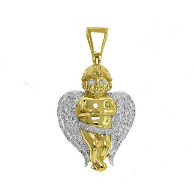 10k yellow gold & diamond angel pendant - 0.45ct 