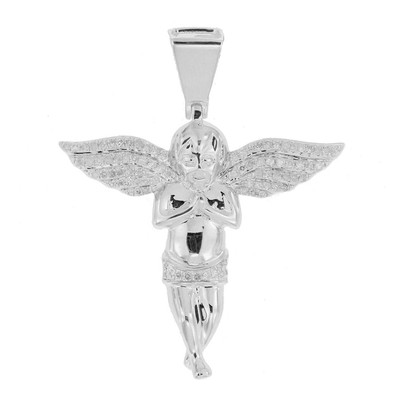 10k white or yellow gold diamond angel pendant - 0.35ct 