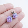 Violet Purple Rose Flower Stud Earrings. Rose Stud Earrings. Lime Green-1