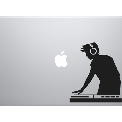 Music dj #1 - live turntable track mixing hipster digital - vinyl decal for laptops, macbook, tablets and cars  - Thumbnail 5