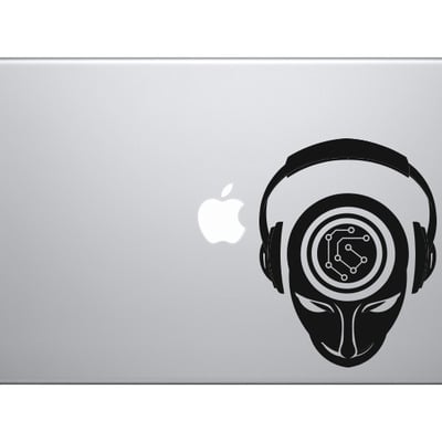 Headphones head - studio music circuit brain beats dj - vinyl decal for laptops, macbook, tablets and cars 